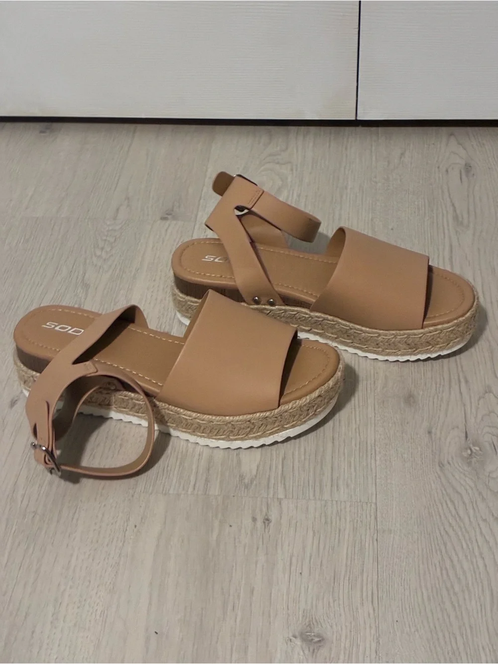Soda Tan Platform Espadrille Ankle-Strap Sandals - NWOT- 9